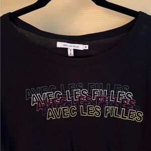 Avec Les Filles Black Short Sleeved T-Shirt
